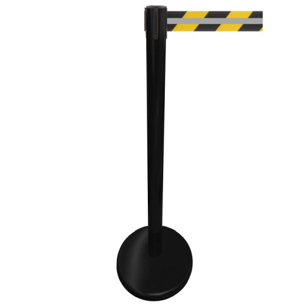 Stein HGS Personenleitsystem 'P-Line Future Reflex' aus Metall, reflektierendes Gurtband, schwarz/gelb mit Reflektorstreifen, 3,5 m, schwarz, 65858.0008