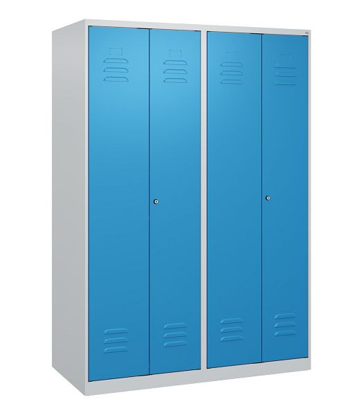 C+P Umkleidespind Classic PLUS SW, 4 Abteile, 1700x1200x500mm, 7035/5012, Zylinderschlösser, 0800027-40 S10017