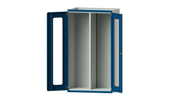 ANKE Werkbänke Schwerlastschrank, Modell 200, 1085 x 630 x 1950 mm, Sichtausschnitt aus Plexiglas, RAL 7035/5010, 620.070