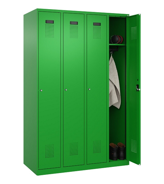 C+P Spind Evolo PLUS, 4 Abteile, 1850x1200x500mm, 6037/6037, Verschluss Zylinderschloss, Ablageböden 4, 049000-40 S10053