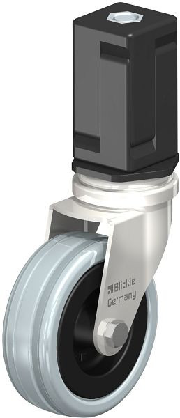 Blickle LRXA-VPA 75G-EXV07 Edelstahl-Apparate-Lenkrolle mit Expander, Vollgummi, Grau, 856443