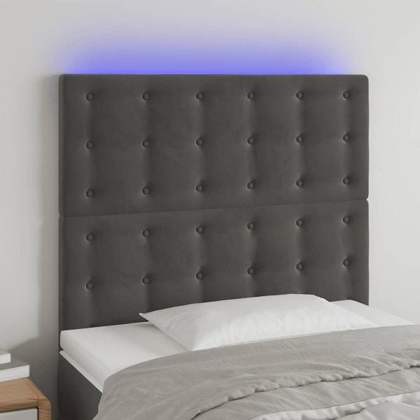 vidaXL LED Kopfteil Dunkelgrau 80x5x118/128 cm Samt, 3122889