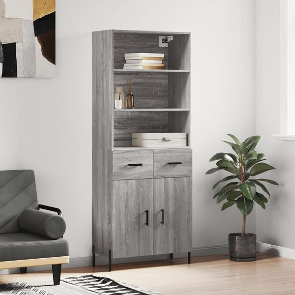 vidaXL Highboard Grau Sonoma 69,5x34x180 cm Holzwerkstoff, 3200527