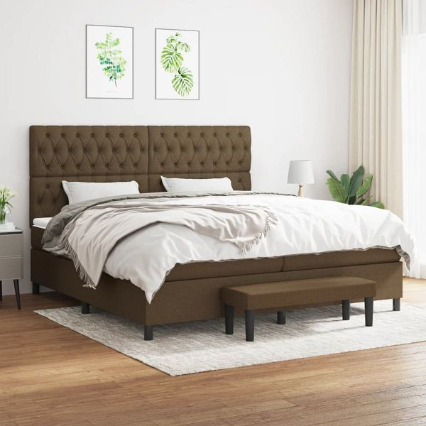 vidaXL Boxspringbett mit Matratze Dunkelbraun 200x200 cm Stoff, 3136864