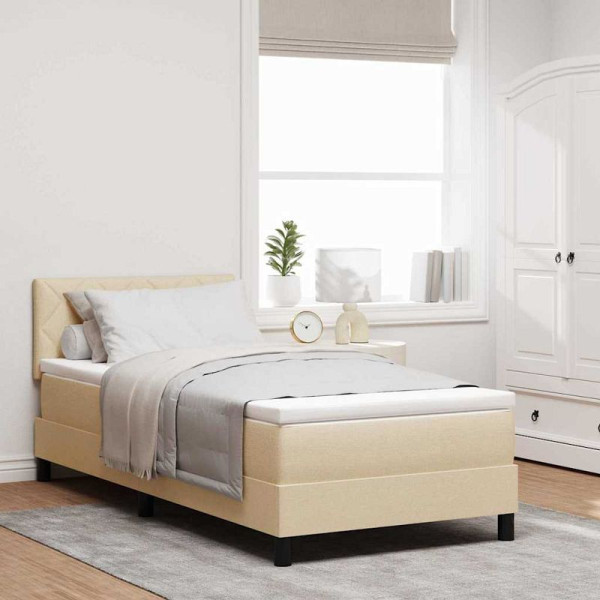 vidaXL Boxspringbett mit Matratze Creme 100 x 200 cm Stoff, 3342266