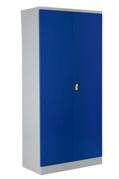 Gürkan Flügeltürenschrank, 50 x 92 x 195 cm, Lichtgrau, Enzianblau, Verstärkte Fachboden Stück 4, FLC.195/N, 109770