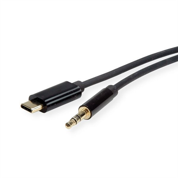 ROLINE Adapter Kabel USB Typ C - 3,5 mm Audio, ST/ST, schwarz, 1,8 m, 12.03.3217