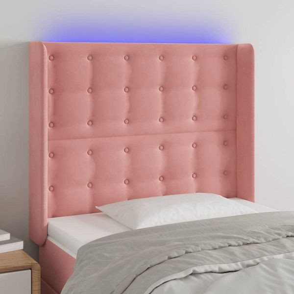 vidaXL LED Kopfteil Rosa 103x16x118/128 cm Samt, 3124529