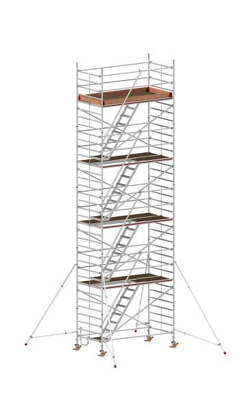 HYMER Treppen-Fahrgerüst mit Ausleger, Bühnenlänge 2,95 m, Rahmenteilbreite 1,50 m, Reichhöhe 10,40 m, 857310