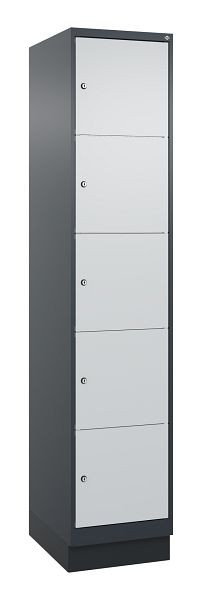 C+P Schließfachschrank Classic PLUS, Sockel, 1950x400x500mm, 7016/7035, mit 5 Fächern, 080020-125 S10016