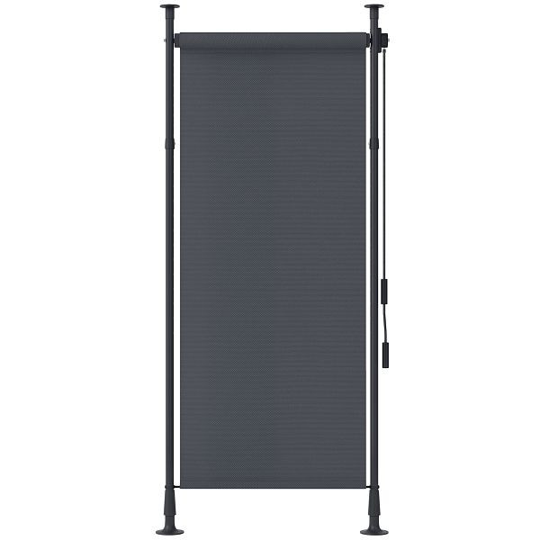 Outsunny Freistehende Markise, verstellbare Länge, Montage ohne Bohren, Aluminiumrahmen, 1,2 x 2,2-3,1 m, Dunkelgrau, 840-261V00CG