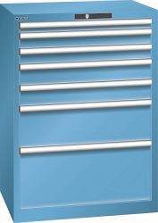 LISTA Schubladenschrank 36x27E (BxTxH) 717x572x1000mm KEY Lock, Lichtblau, 7 Schubladen, Fronthöhen: 50 - 300 mm, 78.580.010