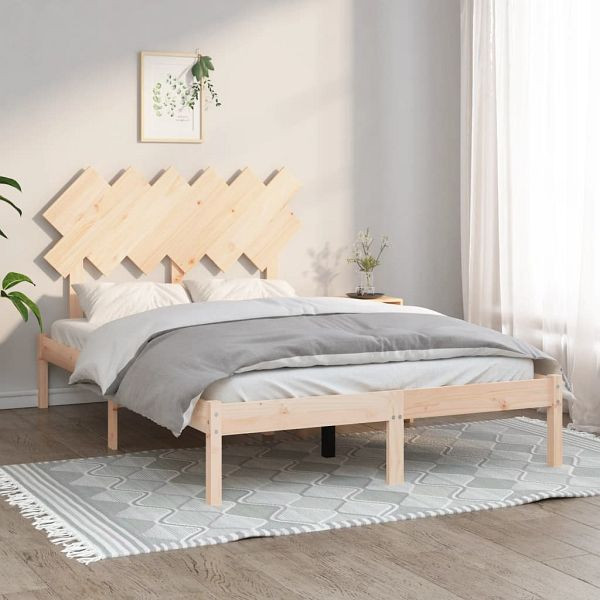 vidaXL Massivholzbett 120x190 cm, Material des Bettgestells: Massives Kiefernholz (unbehandelt), 3104838