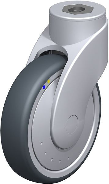 Blickle LWGXE-TPA 126XK-ELS-FK Kunststoff-Lenkrolle WAVE, rostfrei, mit Rückenloch, Thermoplastisches Gummi-Elastomer, Grau, 747517