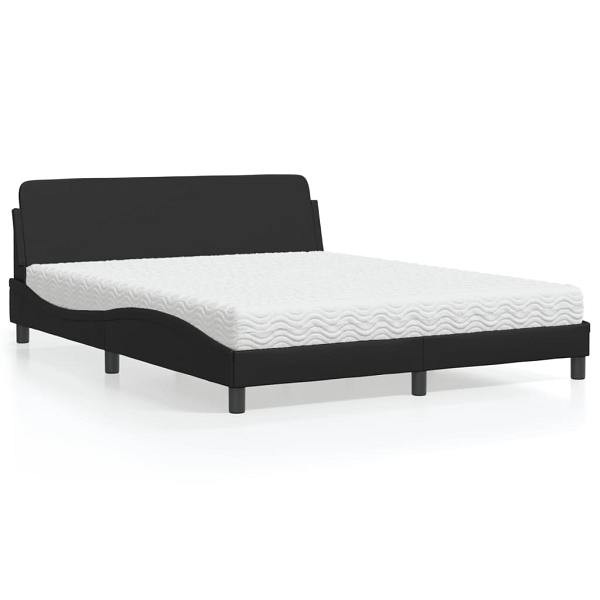 vidaXL Bett mit Matratze Schwarz 160x200 cm Kunstleder, 3208437