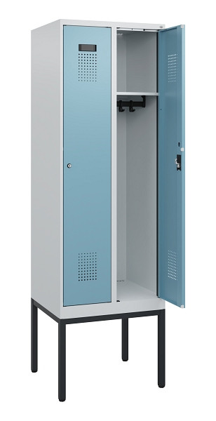 C+P Spind Evolo PLUS, Gestell, 2 Abteile, 1950x600x500mm, 7035/0010, Zylinderschloss, 0490305-20 S10035