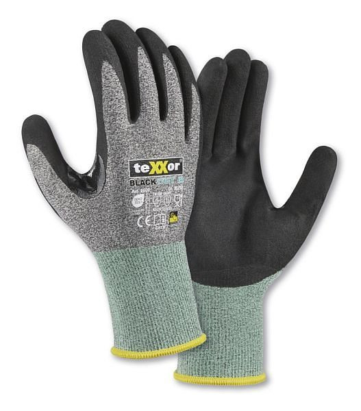 teXXor Schnittschutz-Strickhandschuhe CUT B, Farbe: grau-meliert/grün/schwarz, Größe: 10, VE: 12 Paar, 2600-10