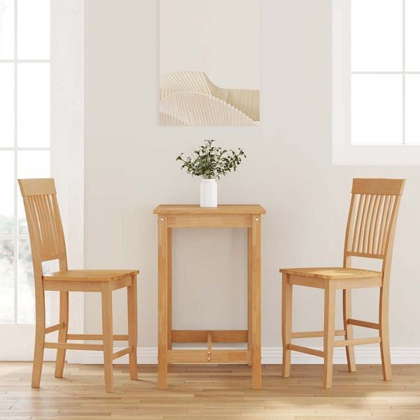 vidaXL Barhocker 2 Stück Natur Massivholz Gummibaum, 4102571