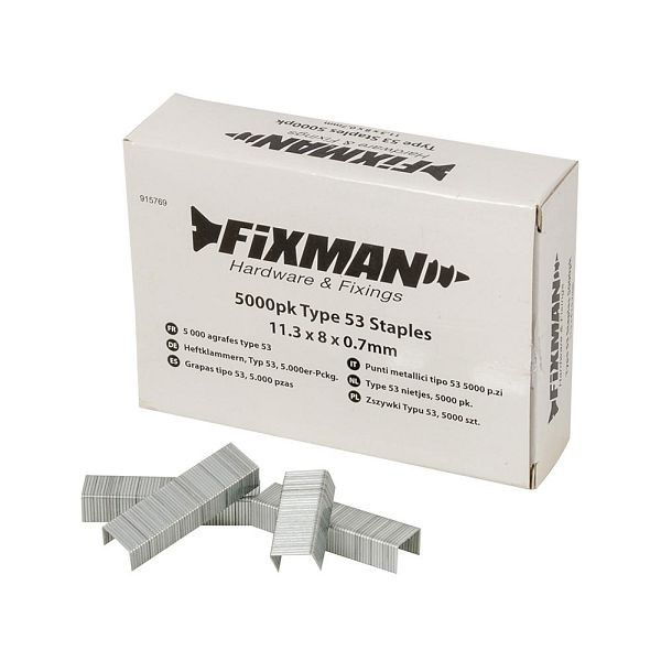 Fixman Heftklammern, Typ 53, 5.000er-Packung, 11,25 x 8 x 0,75 mm, 915769