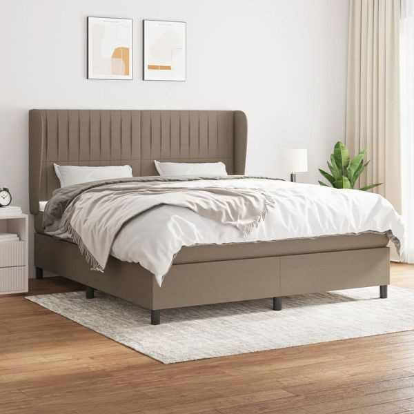 vidaXL Boxspringbett mit Matratze Taupe 180x200 cm Stoff, 3128145