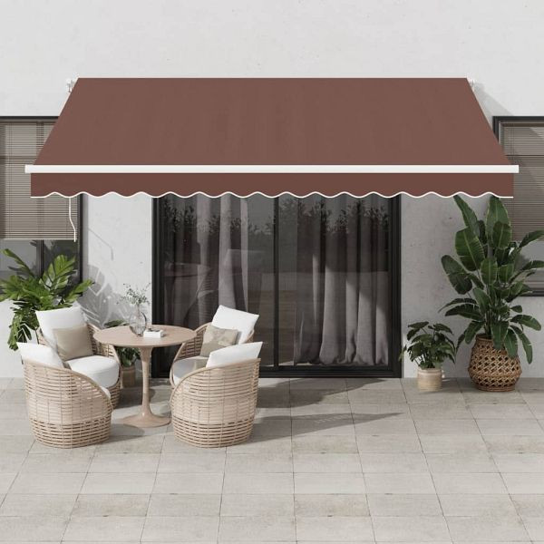 vidaXL Markise Manuell Braun 400x350 cm, Material: Pulverbeschichtetes Aluminium, Stoff (100% Polyester) mit PU-Beschichtung, 3215387