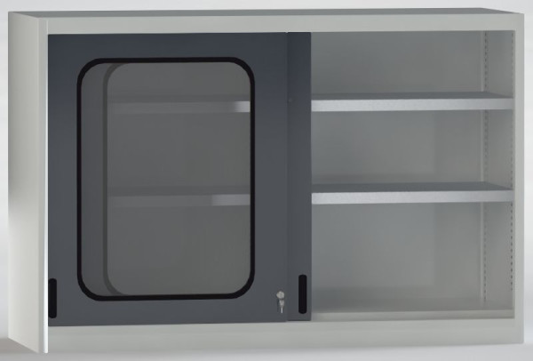 KLW Schiebetürenschrank-Aufsatz mit abschließbaren Türen, Acrylglas-Sichtfenster, 1000x1500x525mm, mit Mitteltrennwand, 7SN-SL1000FB-1015MRA
