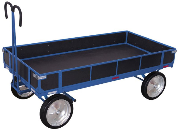 VARIOfit Handpritschenwagen mit Bordwand, Außenmaß: 1.280 x 830 x 1.340 mm, RAL 5010 enzianblau, Radsatz: Vollgummibereifung, zu-15131