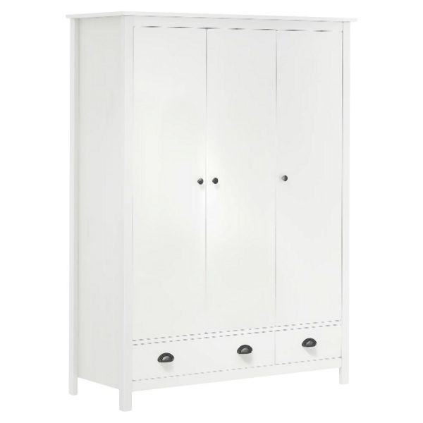 vidaXL Kleiderschrank mit 3 Türen Hill Weiß 127x50x170 cm Kiefernholz, 288952