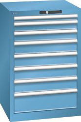 LISTA Schubladenschrank 27x27E (BxTxH) 564x572x850mm KEY Lock, Lichtblau, 8 Schubladen, 14.250.010