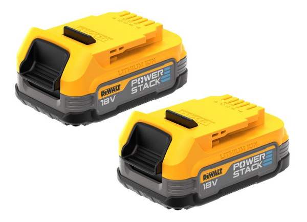DeWalt 18V XR Powerstack Set mit Ersatz-Akku, 1,7 Ah mit Pouch-Akku Technologie, VE: 2 Stück, DCBP034E2-XJ