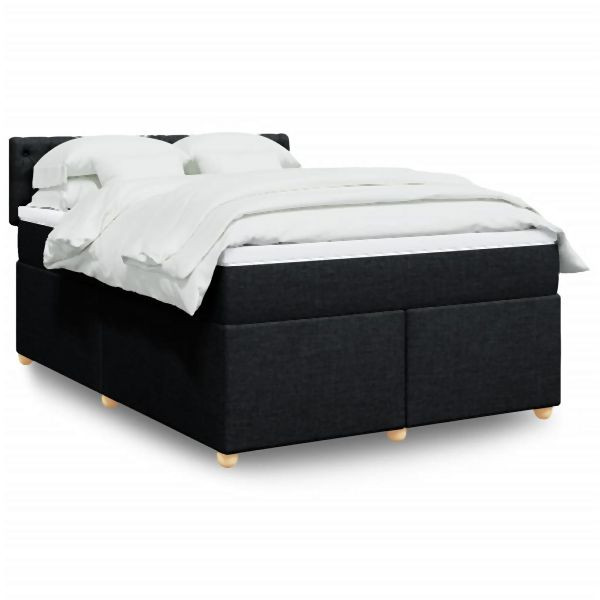 vidaXL Boxspringbett mit Matratze Schwarz 160x200 cm Stoff, 3289040