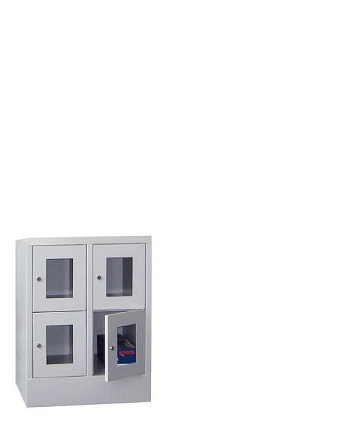 Pavoy Schließfachschrank mit Sockel 855/500/600, 2b x 2h, Zylinderschloss, Abteilbreite 300, Sichtfenster, 61213-223-091-910905