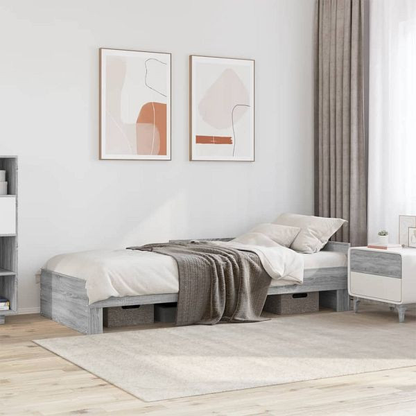vidaXL Bettgestell Grau Sonoma 90x200 cm Holzwerkstoff, 849584