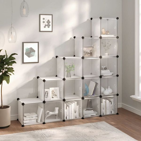 vidaXL Regalsystem mit 15 Würfeln und Türen Transparent PP, 340553