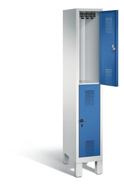 C+P Spind doppelstöckig Evolo, H1850xB320xT500mm, Farbe: Lichtgrau / Enzianblau, 48310-10 S10035