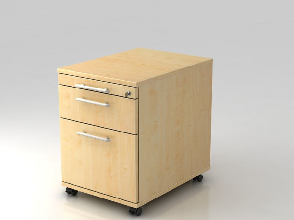 Hammerbacher Rollcontainer 58cm, 1 Schub, 1HR, Schloss Relinggriff Ahorn, 42,8x58x59 cm, 1/3/6 HE, VAC20/3/3/RE
