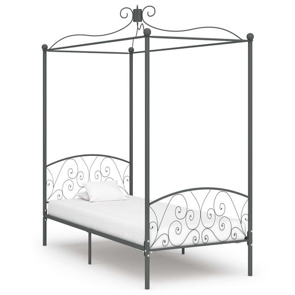 vidaXL Himmelbett-Gestell Grau Metall 90 x 200 cm, 284480