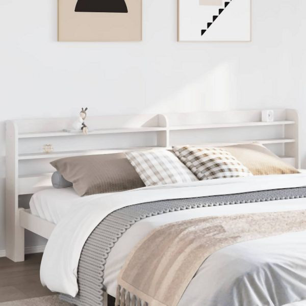 vidaXL Kopfteil mit Ablagen Weiß 180 cm Massivholz Kiefer, 850942