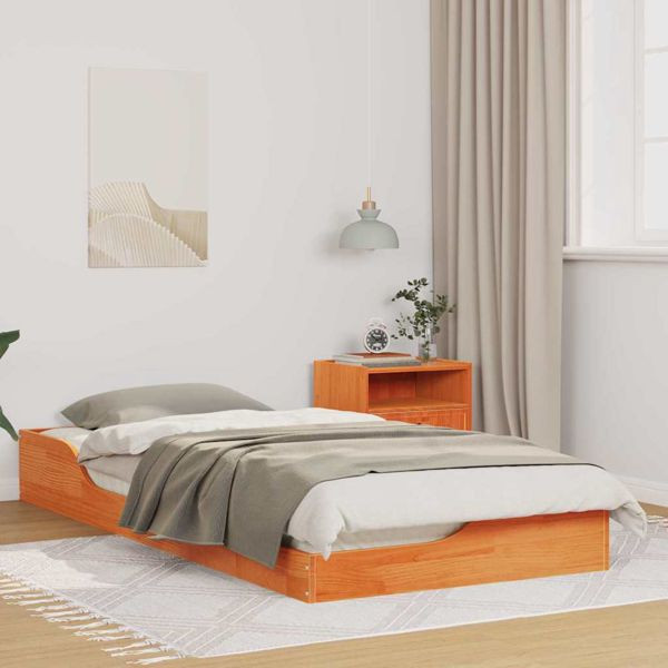 vidaXL Bodenbettgestell Wachsbraun 90 x 200 cm Massivholz Kiefer, 873390