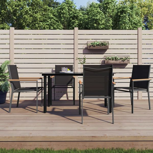 vidaXL Gartenstühle 4 Stück Schwarz 55x61,5x90 cm Textilene und Stahl, 3187085