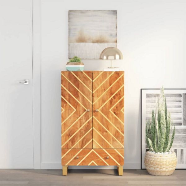 vidaXL Highboard Braun und Schwarz 60x33,5x100 cm Massivholz Mango, 356813