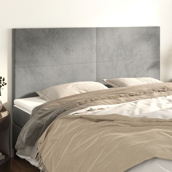vidaXL Kopfteile 4 Stück Hellgrau 90x5x78/88 cm Samt, 3116112