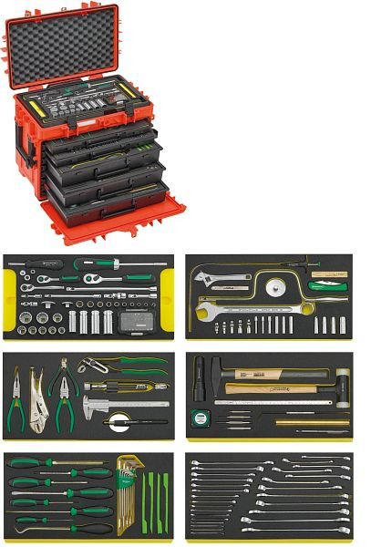 STAHLWILLE Line Maintenance Set (zöllig) im Werkzeug-Trolley Nr. 13217 13214A/1 WT/LR, Länge 381mm Breite 581mm Höhe 455mm 163 Stück, 98814935