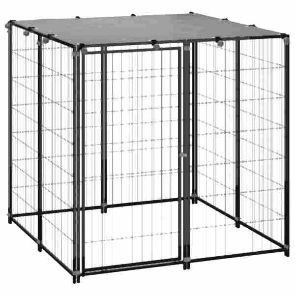 vidaXL Hundezwinger 110x110x110 cm Stahl Schwarz, 150781