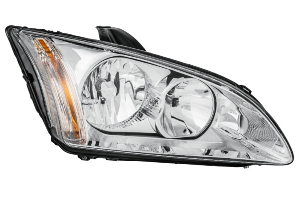 HELLA Halogen-Hauptscheinwerfer, für u.a. Ford Focus II (DA_, HCP, DP), chrom, ECE, für Linksverkehr, rechts, 1LL 010 201-041