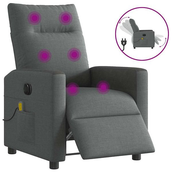 vidaXL Massagesessel Elektrisch Dunkelgrau Stoff, 3324046