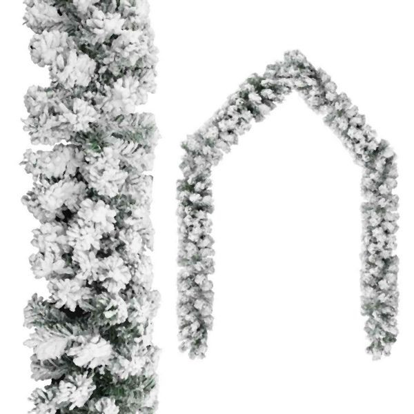 vidaXL Weihnachtsgirlande mit Schnee Grün 10 m PVC, 320968
