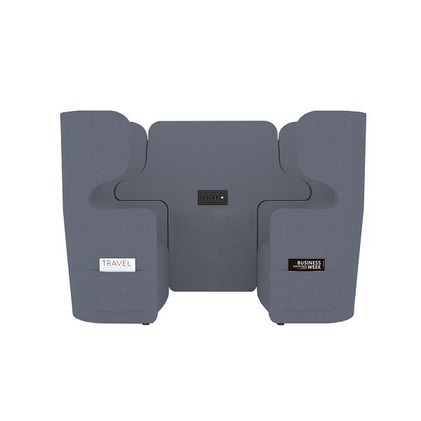 Bisley Raum in Raum Lösung Vivo, Zweisitzer, Hohe Rückenlehne, 2 Seitentaschen, 2 Steckdosen und 2 USB Anschlüsse, NE0333 indigoblau, VIVH2SETPS2.NE0333