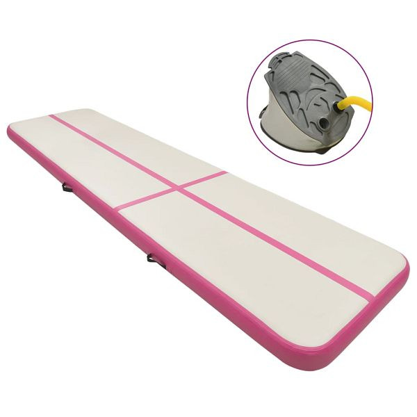 vidaXL Aufblasbare Gymnastikmatte mit Pumpe 700x100x15 cm PVC Rosa, 92670
