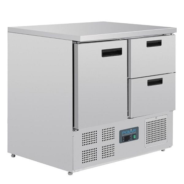 Polar Kühltisch 1-türig mit 2 Schubladen 240L, U637